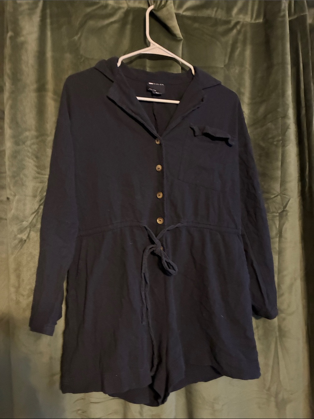 Button-Front Romper in Black